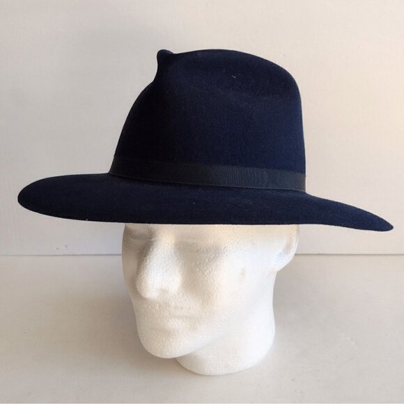 NWT Vintage Madcaps Womens Navy Blue Fedora 22" Diameter 100% Genuine Fur - Picture 5 of 12